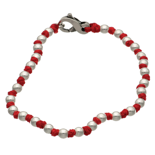 Bracciale con sfere in acciaio con cordino colorato