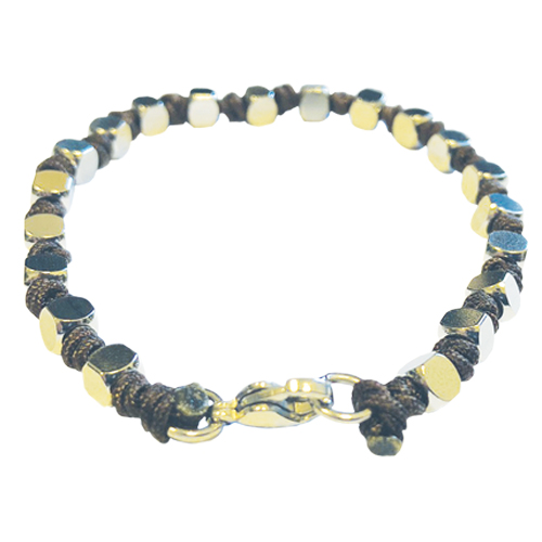 Bracciale con cubetti in acciaio con cordino colorato